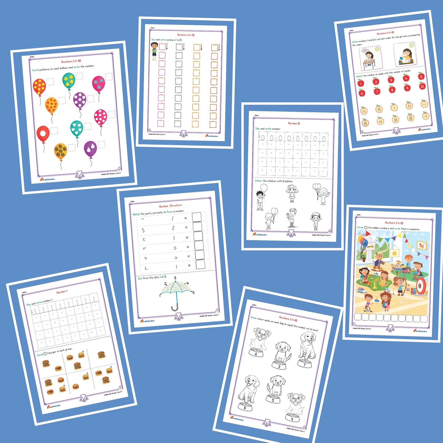 30-Day Maths Skill Quest  Activity Worksheet Set Level 1