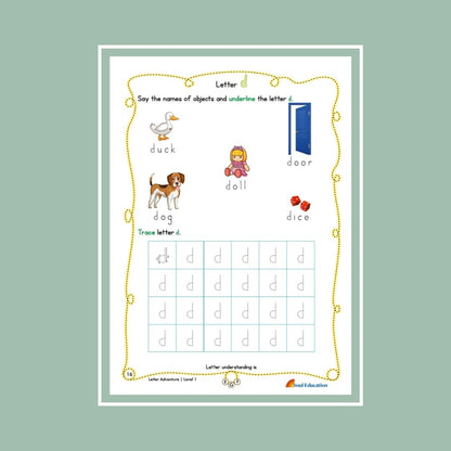30-Day Letter Adventure  Activity Worksheet Set Level 1